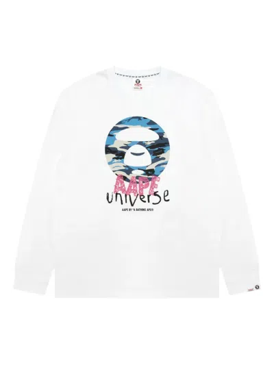 Aape By A Bathing Ape Crew-neck Long-sleeved Sweatshirt In White
