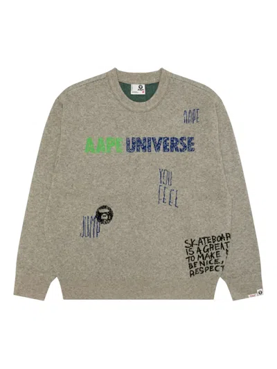 Aape By A Bathing Ape Crew-neck Sweater In Gray