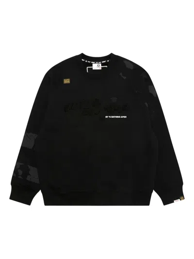Aape By A Bathing Ape Embellished Crew-neck Sweatshirt In Black