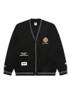 Aape By A Bathing Ape Embroidered Ape Head Ribbed Trim Cardigan In Black