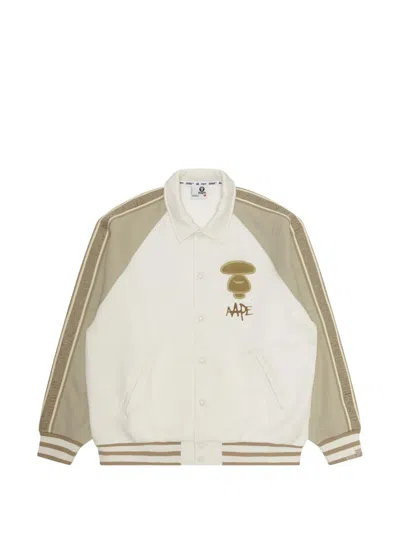 Aape By A Bathing Ape Embroidered Baseball Jacket In Neutral