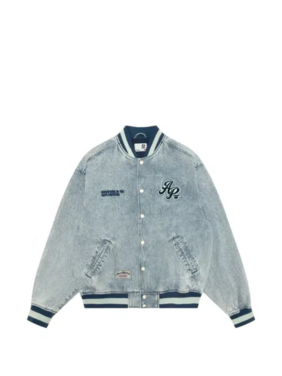 Aape By A Bathing Ape Embroidered Bomber Jacket In Blue