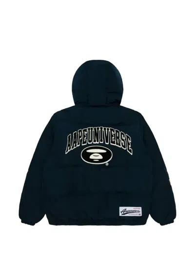 Aape By A Bathing Ape Embroidered Hooded Down Jacket In Black
