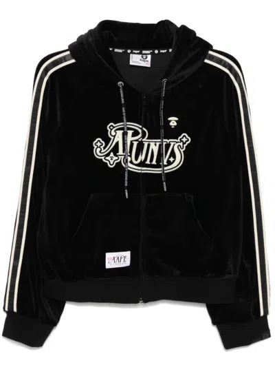 Aape By A Bathing Ape Embroidered Hoodie Jacket In Black