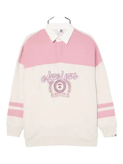 Aape By A Bathing Ape Embroidered-logo Cotton Polo Top In Neutral