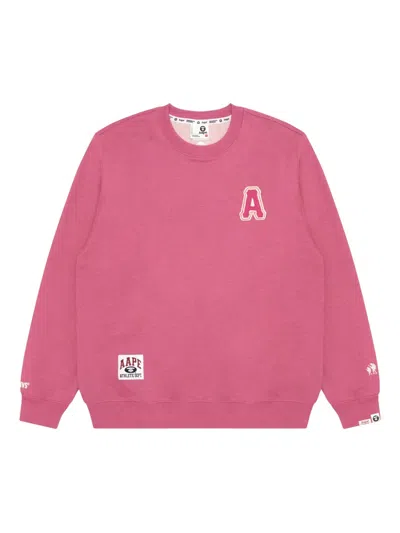 Aape By A Bathing Ape Embroidered-logo Crew-neck Sweatshirt In Pink