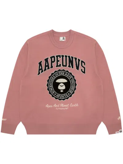Aape By A Bathing Ape Embroidered-logo Sweater In Rosa