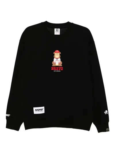 Aape By A Bathing Ape Embroidered-logo Sweatshirt In Black
