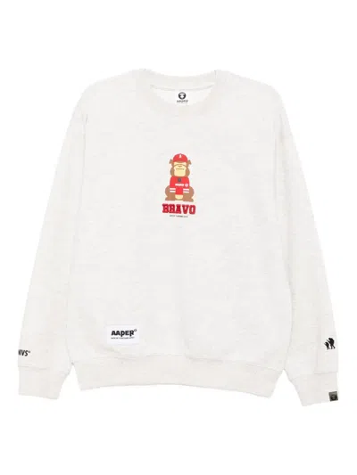 Aape By A Bathing Ape Embroidered-logo Sweatshirt In Gray