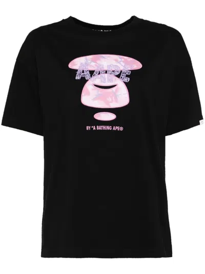 Aape By A Bathing Ape Embroidered Logo T-shirt In Black