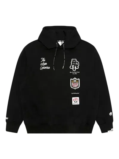 Aape By A Bathing Ape Embroidered Long-sleeve Hoodie In Black
