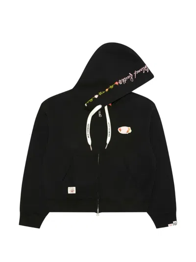 Aape By A Bathing Ape Floral-patch Zip-up Hoodie In Black