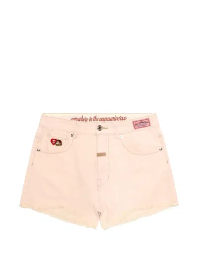 Aape By A Bathing Ape Frayed Appliqué-detail Shorts In Pink