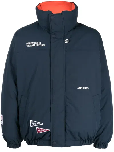 Aape By A Bathing Ape Funnel-neck Reversible Jacket In Blue