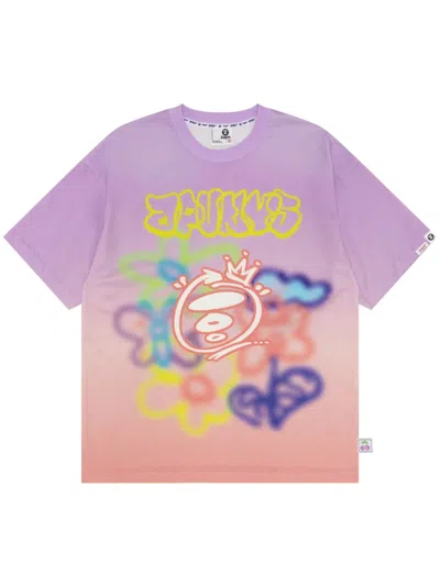 Aape By A Bathing Ape Graffiti-print Cotton T-shirt In Purple