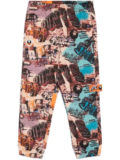 Aape By A Bathing Ape Graffiti Print Jogger Pants In Blue
