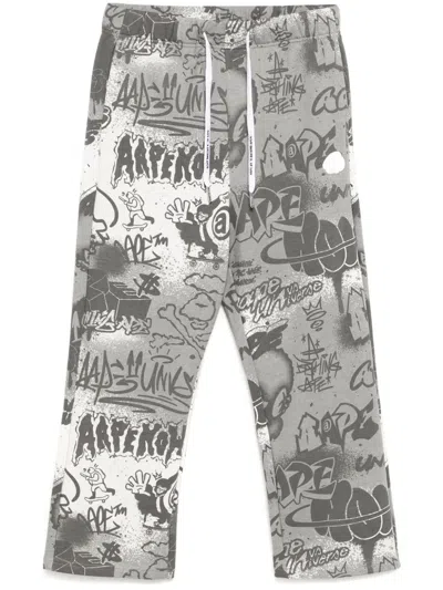 Aape By A Bathing Ape Graffiti-print Track Pants In Grey