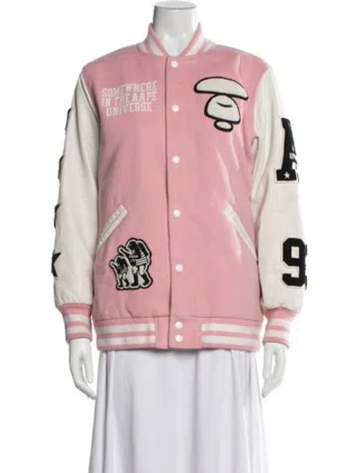 Pre-owned Aape By A Bathing Ape Graphic Print Bomber Jacket In Pink