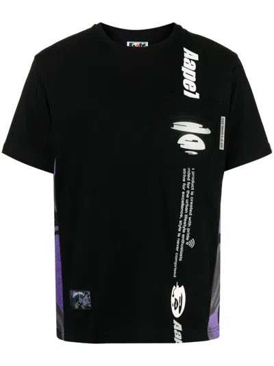 Aape By A Bathing Ape Graphic-print Cotton T-shirt In Black