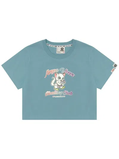 Aape By A Bathing Ape Graphic-print Cotton T-shirt In Blue