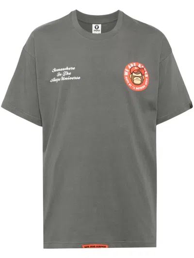 Aape By A Bathing Ape Graphic-print Cotton T-shirt In Grey