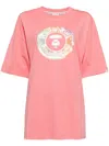Aape By A Bathing Ape Graphic-print Cotton T-shirt In Pink