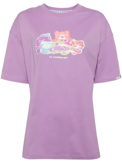 Aape By A Bathing Ape Graphic-print Cotton T-shirt In Purple