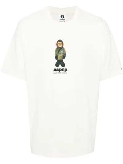 Aape By A Bathing Ape Graphic-print Cotton T-shirt In White