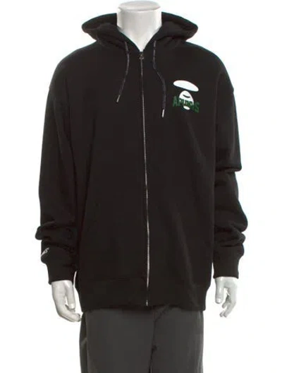 Pre-owned Aape By A Bathing Ape Graphic Print Crew Neck Hoodie In Black