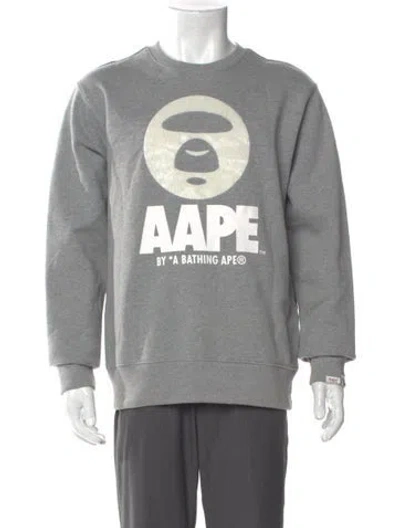 Pre-owned Aape By A Bathing Ape Graphic Print Crew Neck Pullover In Gray