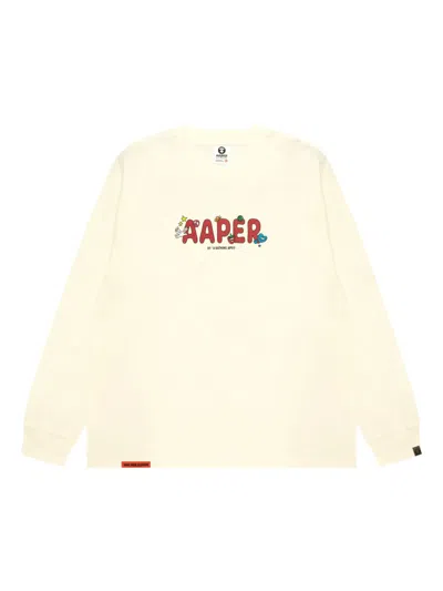Aape By A Bathing Ape Graphic-print Long-sleeve T-shirt In White