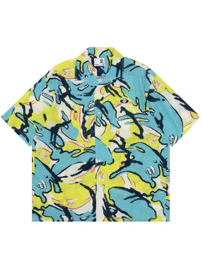 Aape By A Bathing Ape Graphic-print Short-sleeve Shirt In Blue