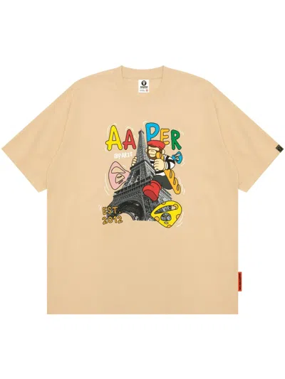 Aape By A Bathing Ape Graphic-print T-shirt In Neutrals