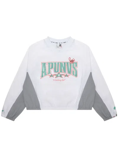 Aape By A Bathing Ape Graphic-print V-neck Sweatshirt In White