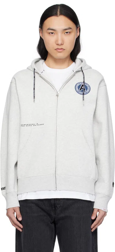 Aape By A Bathing Ape Gray Aape Injection Hoodie In Wh2 Heather White