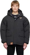 Aape By A Bathing Ape Gray 'aape' Main Reversible Down Jacket In Bkl Light Black