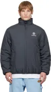 Aape By A Bathing Ape Gray 'aape Now' Moonface Logo Zip-up Reversible Jacket In Gyd Dark Grey