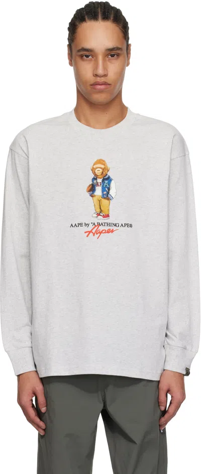 AAPE BY A BATHING APE GRAY 'AAPE THEME AAPER' LONG SLEEVE T-SHIRT