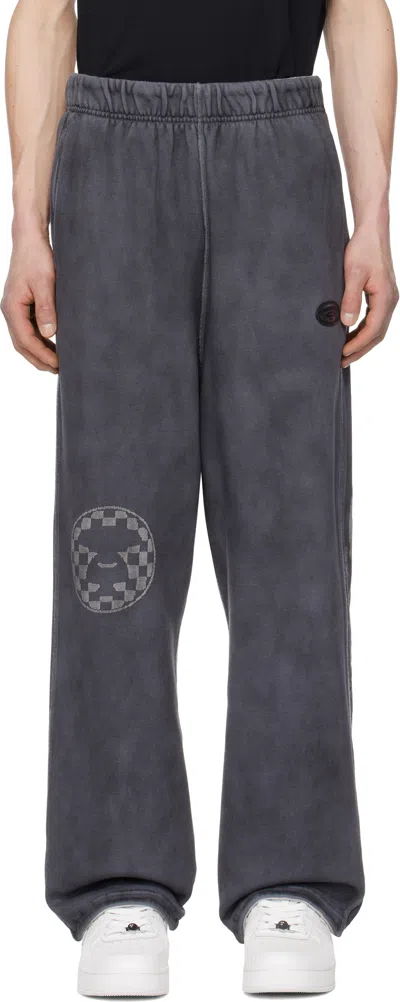 Aape By A Bathing Ape Gray & Off-white Aape Main Reversible Sweatpants In Bkl Light Black
