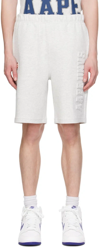 Aape By A Bathing Ape Gray Embossed Shorts In Wh2 Heather White