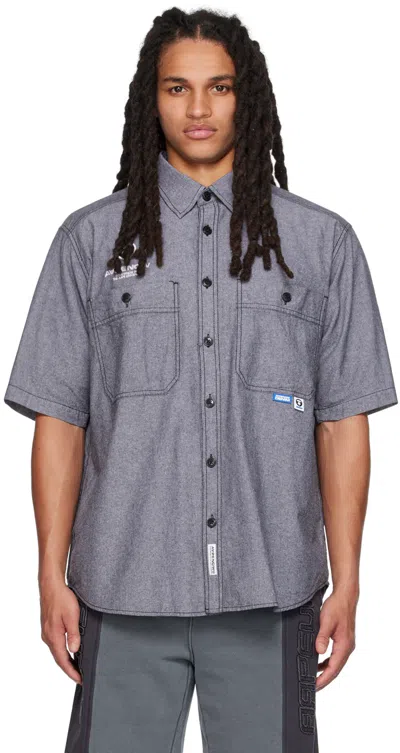 Aape By A Bathing Ape Logo-embroidered Short-sleeve Shirt In Bkx