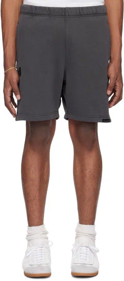 Aape By A Bathing Ape Gray Embroidered Shorts In Bkl Light Black