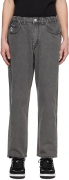 Aape By A Bathing Ape Gray Moonface Patch Jeans In Bkx Black