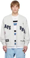 Aape By A Bathing Ape Gray Multi-logo Button Down Cardigan In Wh2 Heather White