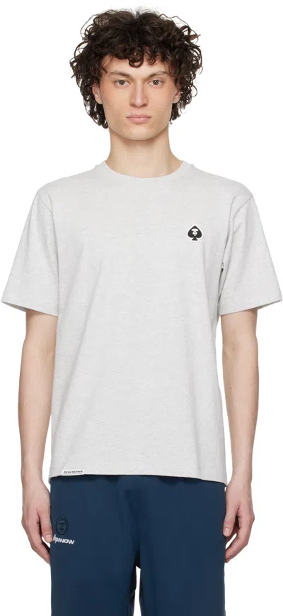 Aape By A Bathing Ape Grey Spades 'aape Now' T-shirt In Wh2 Heather White