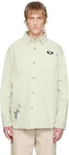 AAPE BY A BATHING APE GREEN EMBROIDERED DENIM SHIRT