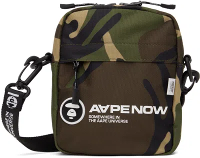 Aape By A Bathing Ape Green Moonface Patch Camo Crossbody Bag In Multi