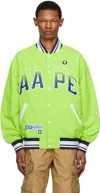 Aape By A Bathing Ape Green Reversible Bomber Jacket In Grn
