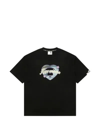 Aape By A Bathing Ape Heart-appliqué T-shirt In Black