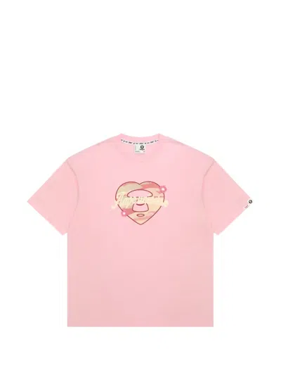 Aape By A Bathing Ape Heart-appliqué T-shirt In Pink